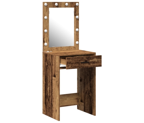Mesa de tocador  con luces LED Madera antigua 50x41x135 cm