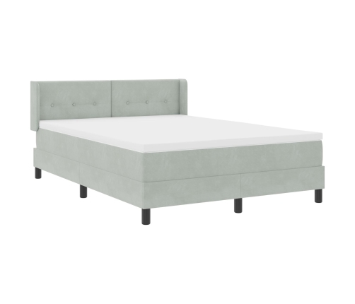 Cama con base de resortes y colchón gris claro 140x190 cm terciopelo