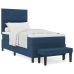 Cama Box Spring  con Colchón y Banco Azul 100x200 cm Tela
