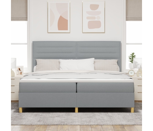 Cama Base Tapizada con Colchón Gris Claro 200x200 cm Tela