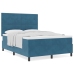 Cama Box Spring  con Colchón Azul Oscuro 140x190 cm Terciopelo