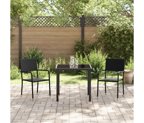 Set de comedor de jardín  de 3 piezas de ratán polimérico negro