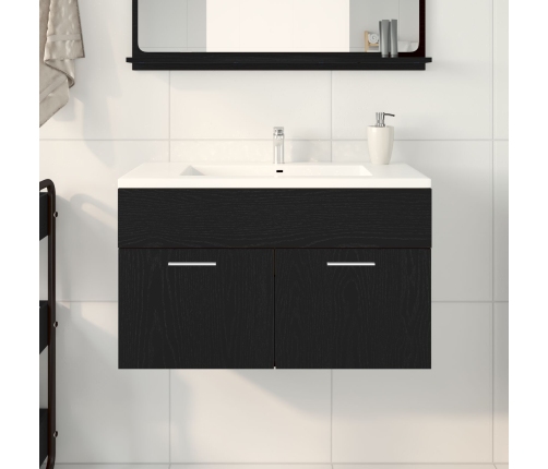 Mueble de baño  Negro Roble 90x38,5x46 cm Madera elaborada