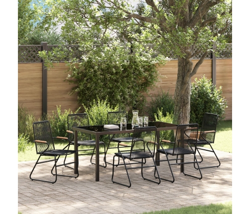 Conjunto de comedor de jardín de 7 piezas  Negro Ratán PVC