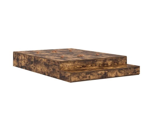 Estructura de Cama con Almacenamiento  Roble Ahumado Madera