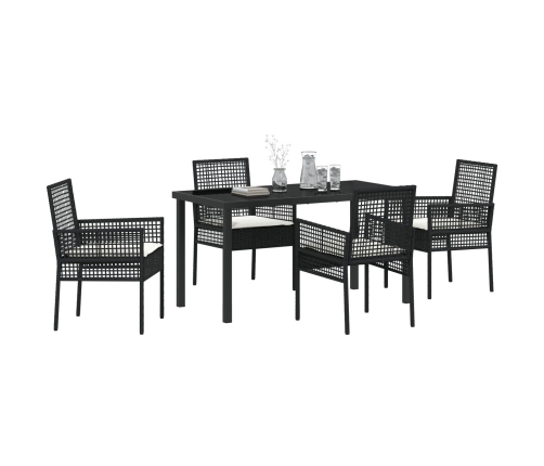 Juego de Comedor de Jardín de 5 Piezas con Cojines Ratán Sintético Negro