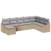 Conjunto de Comedor de Jardín de 8 Piezas con Cojines Beige de Ratán Polimérico