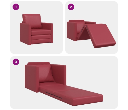 Sofá cama  2 en 1 Burdeos 74x77x81 cm Cuero sintético