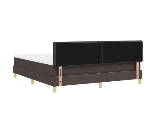 Cama con Somier y Colchón Marrón Oscuro 180x200 cm Tela