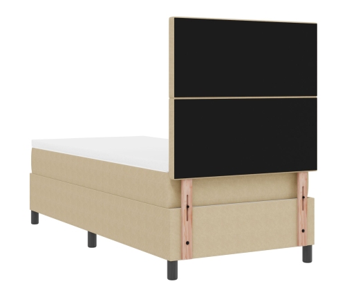 Cama con Box Spring  con Colchón Verde Claro Gris 100x200 cm Tela de Pana