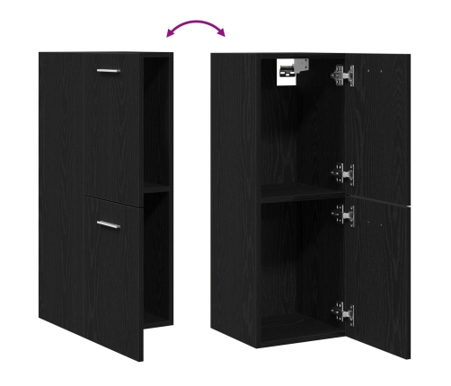Armario de pared para baño  Negro Roble 30x30x80 cm Madera Fabricada
