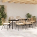 Juego de Comedor de Jardín  de 7 Piezas con Cojines Marrón Poliratán