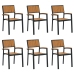 Sillas de Comedor al Aire Libre  Set de 6 Negro Metal y Madera