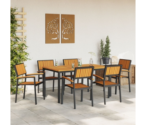 Juego de Comedor de Jardín 7 Piezas Negro Aluminio Resistente