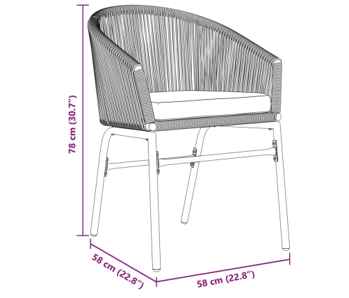 Set de Comedor Jardín  5 Piezas Marrón Ratán Poliéster