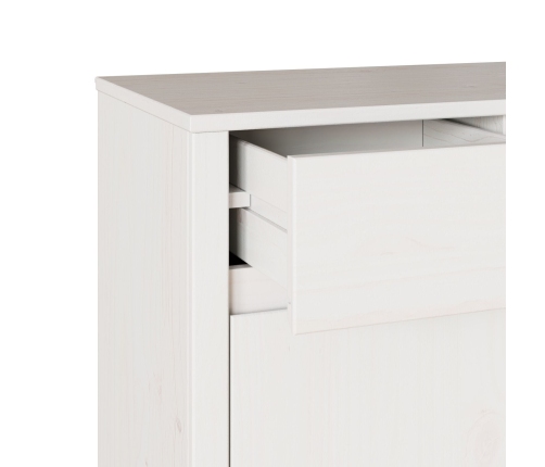 Aparador ""DRAMMEN"" Blanco 114x43x75,5 cm Madera Sólida de Pino