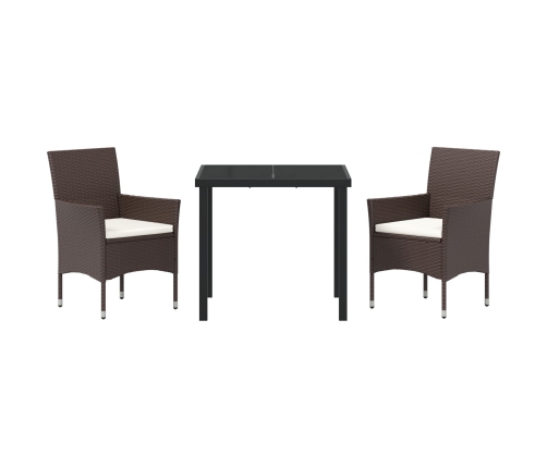 Conjunto de Comedor de Jardín de 3 Piezas Marrón Poliratán