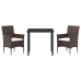 Conjunto de Comedor de Jardín de 3 Piezas Marrón Poliratán