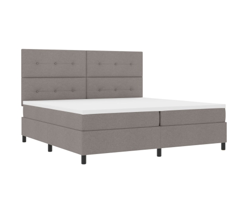 Cama con somier y colchón y LED Taupe 200x200 cm Tela