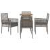 Conjunto de Muebles de Comedor  Conjunto de 5 Gris Ratán, Vidrio