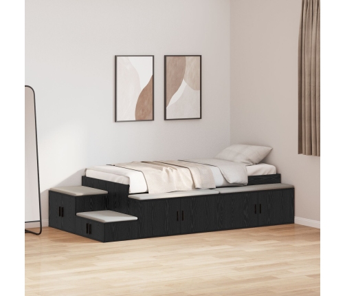 Estructura de cama de almacenamiento en roble negro 80x200 cm