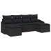 Conjunto de Sofá de Jardín  Set de 6 Negro Poliratán