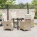 Set de Comedor de Jardín de 5 Piezas  con Cojines Beige Poliratán