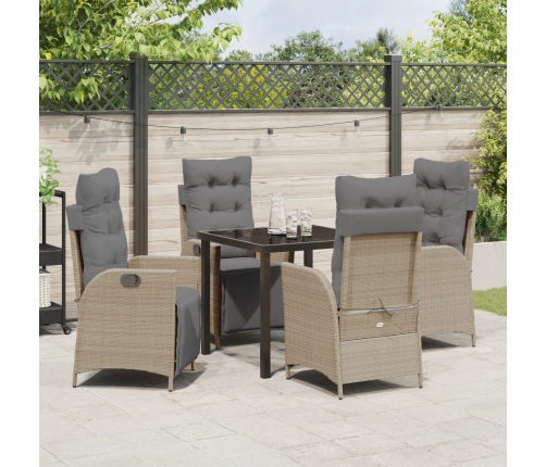 Set de 5 piezas de jardín color beige de ratán sintético