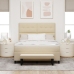 Cama Box Spring  con Colchón y Banco Crema 140x190 cm Tela