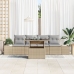 Conjunto de Sofá de Jardín de 5 Piezas con Cojines - Ratán Poliéster Beige