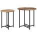 Mesa auxiliar de 2 piezas de madera antigua, madera de ingeniería y metal