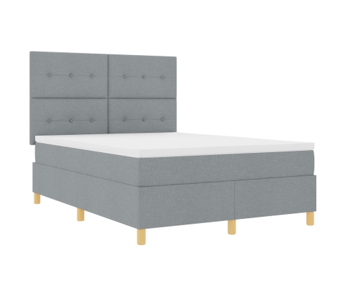 Cama Box Spring con Colchón Gris Claro 140x190 cm Tela