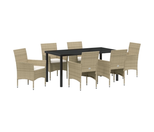 Set de Comedor Jardín 7 Piezas Beige Poliratán
