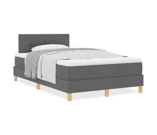 Cama Box Spring  con Colchón Gris Oscuro 120x200 cm Tela