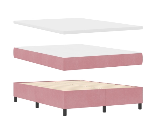 Cama Box Spring  con colchón Rosa 140x190 cm Terciopelo