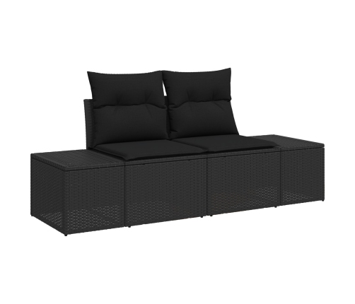 Set de Sofá de Jardín de 7 Piezas con Cojines Negro Poliratán