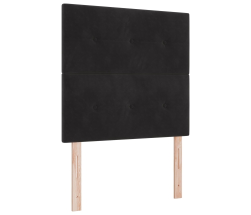 Cama Box Spring con Colchón y LED Negra 90x200 cm de Terciopelo