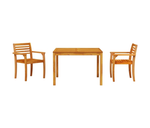 Conjunto de Comedor de Jardín de 3 Piezas de Madera Sólida de Acacia