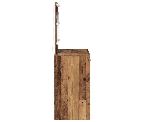 Mesa de Maquillaje  con Luces LED Madera Vieja 78,5x41x135 cm