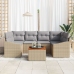Conjunto de Sofás de Jardín  de 7 Piezas con Cojines Beige Ratán Acacia