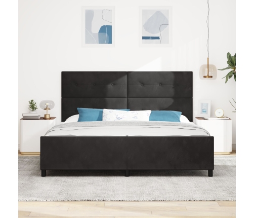 Estructura de Cama Negra 200x200 cm Terciopelo