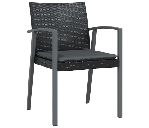 Juego de 4 Negro Ratán PE 56.5x57x83 cm Duradero