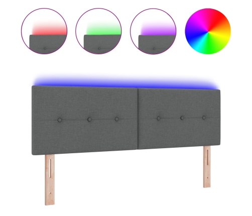 Cabecero LED botones tapizados gris oscuro 80 cm tela