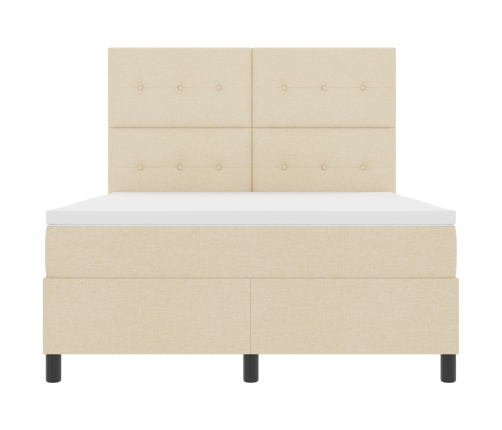 Cama con Somier y Colchón Crema 140x190 cm Tela