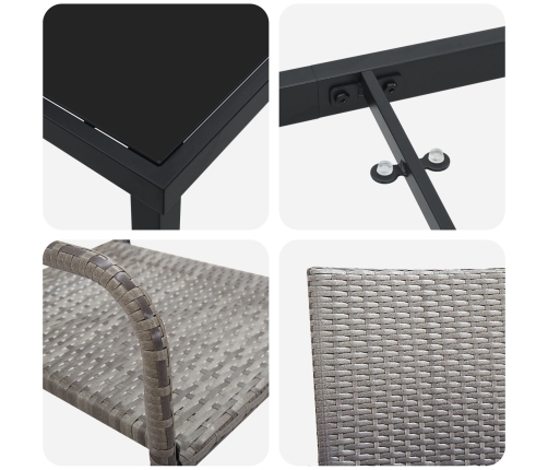 Conjunto de Comedor de Jardín  5 Piezas Gris Ratan Polímero