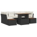 Set de Sofá de Jardín  Juego de 6 Negro y Crema Poliratán, Poliéster