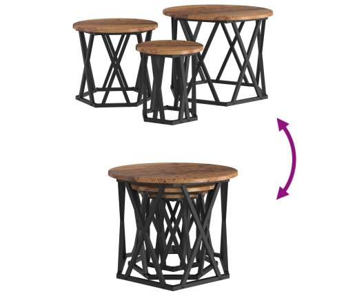 Mesas Laterales Anidadas  3 pcs Madera Vieja Madera de Ingeniería