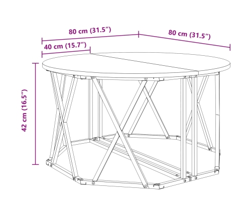 Mesa de café  de madera vieja 80x80x42 cm de madera compuesta