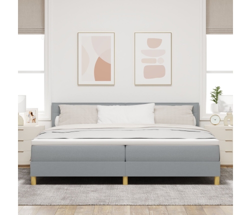 Cama con Base  con Colchón y Luz LED Gris Claro 200x200 cm Tela
