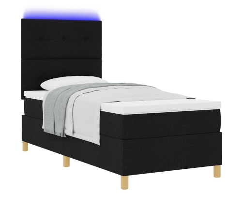 Estructura de Cama con Colchón Negro Tela 90 x 200 cm